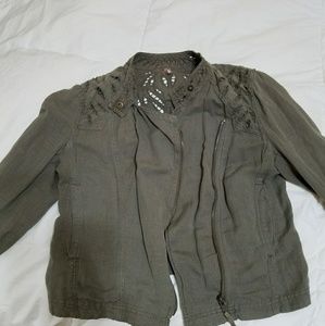 Free People Olive Cropped Jacket